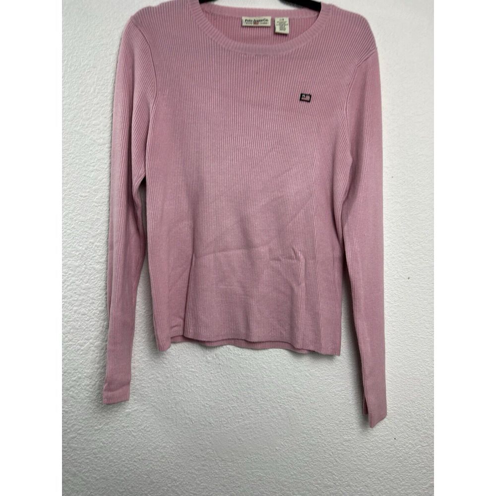 Vintage Ralph Lauren Polo Jeans Co. Sweater Womens Large Pink L American Flag